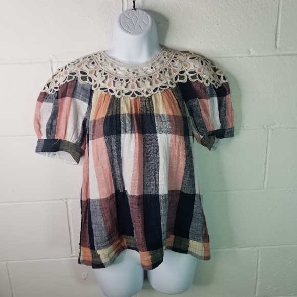 Anthropologie plaid crochet swing top - Picture 5 of 14